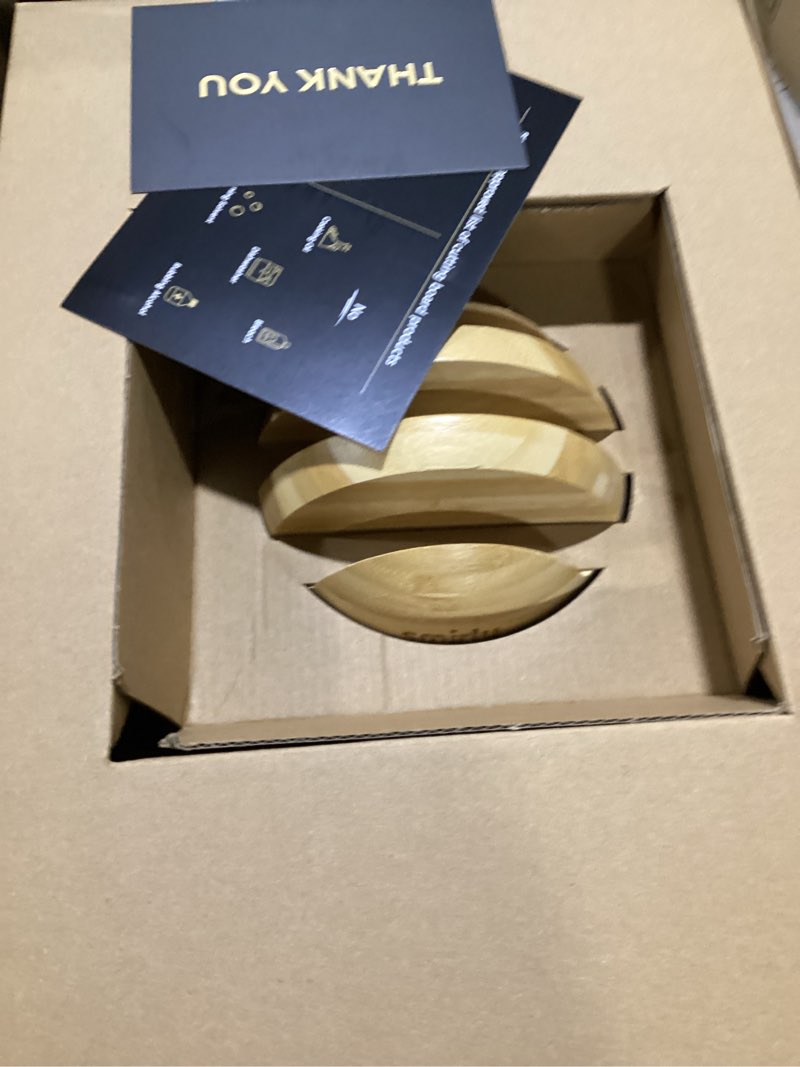 Condition photo showing Good Condition for smirly wooden cutting boards for kitchen meal prep & serving - bamboo cutting board set with holder, charcuterie & chopping board, wood cutting board set, kitchen gadgets 3 pack with holder natural bamboo