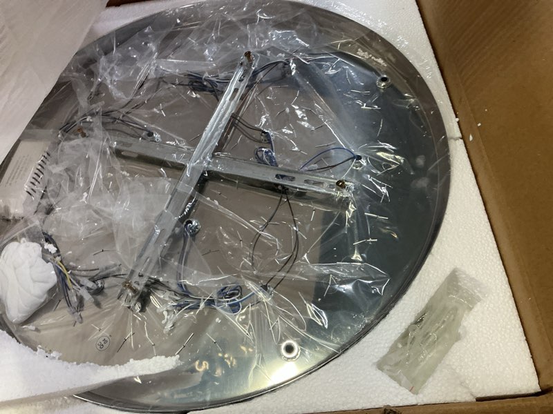 Condition photo showing Good Condition for frixchur 19.7" crystal chandelier crystal ceiling light modern led flush mount chandeliers light fixture for bedrooms living dining room 2700k/4000k/6500k changeable color 19.7 inch changeable color without remote