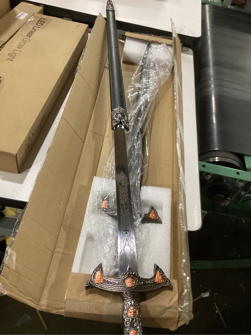 Condition photo showing Good Condition for stainless steel medieval cross crusader knight templar sword for collection, cosplay, display-33.3 inch