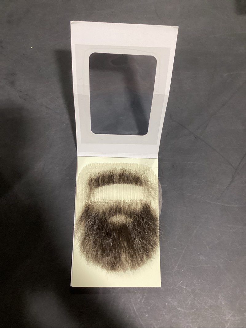 Condition photo showing New/Like New for Fake Beard and Goatee Brown Human Hair Lace Base Hand Knoted Realistic Halloween Costume False Mustache and Gotatee adult (White Mix) Grey