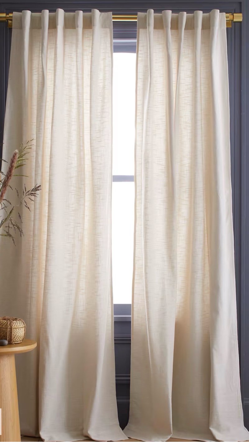 cotton slub curtain size 48in x 96in natural