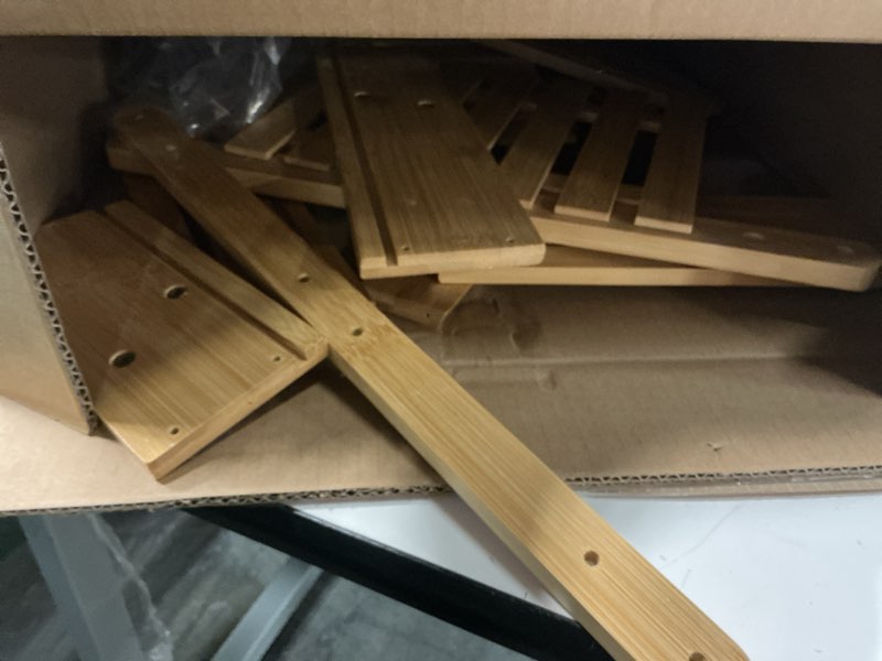 Condition photo showing As Is for G.a HOMEFAVOR Bamboo Fruit Basket, Fruit Organizer for Kitchen Counter, Vegetable Storage Stand, 15 mm Thickness (Self-assembly) Bamboo 3-Tier