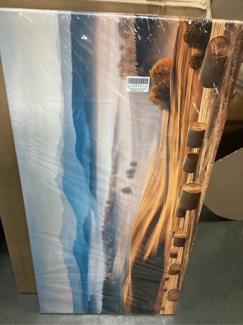 Condition photo showing New/Like New for HGUAOA Nature Canvas Wall Art - Mountain Landscape Artwork for Walls - Scenery Wall Art with Forest Painting - Rustic Farmhouse Wall Decor for Living Room, Bedroom and Country Barn Pictures 24×48IN