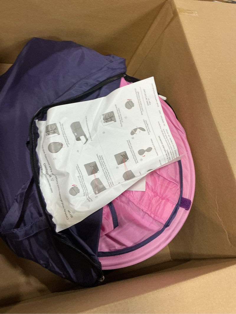 Condition photo showing As Is for Alvantor® Starlight Bed Canopy Dream Kids Play Tents Playhouse Privacy Space Twin Sleeping Indoor Stars Boys Girls Toddlers Pop Up Portable Frame Curtains Pink, Patent Pending 30"W x 40"L (Pack of 1) Pink