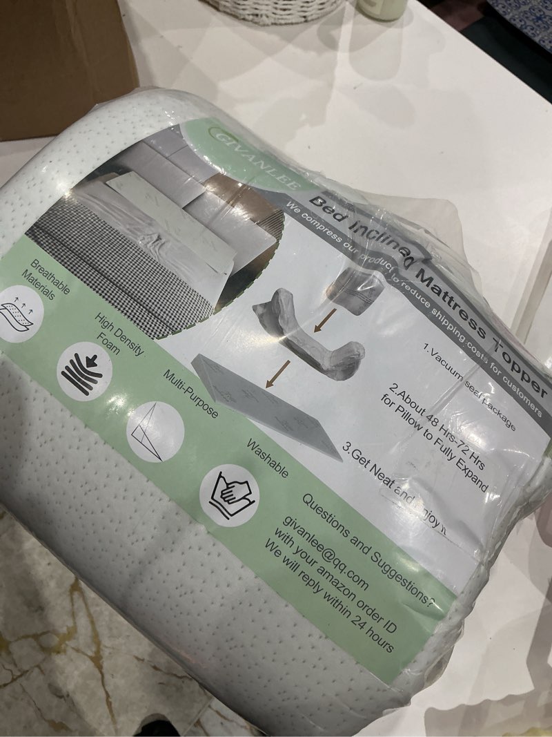 Condition photo showing Good Condition for extra wide wedge pillow for acid reflux relief,mattress wedge,inclined mattress elevator,bed wedge pillow for sleeping,gerd snoring,post surgery (7.5“ height,queen 60"x26"x7.5") 7.5" height queen size (60x26x7.5 inches)
