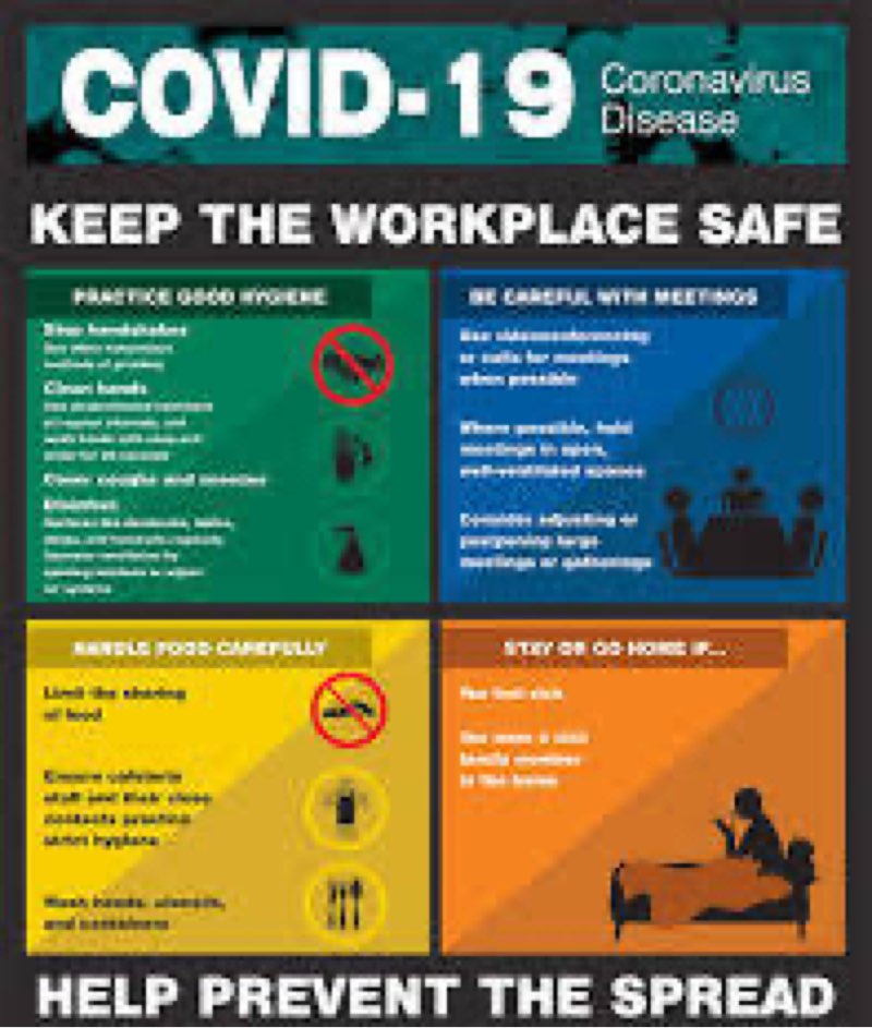 safety poster covid-19 safety poster, keep the workplace safe, laminated, 22" x 17"
