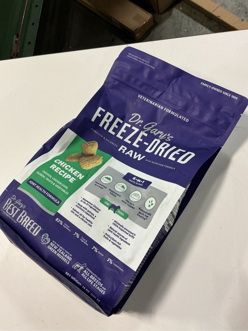 Condition photo showing New/Like New for Best Breed Dr. Gary's Freeze-Dried Raw Food, Topper and Treat: Chicken Recipe - 24 oz.