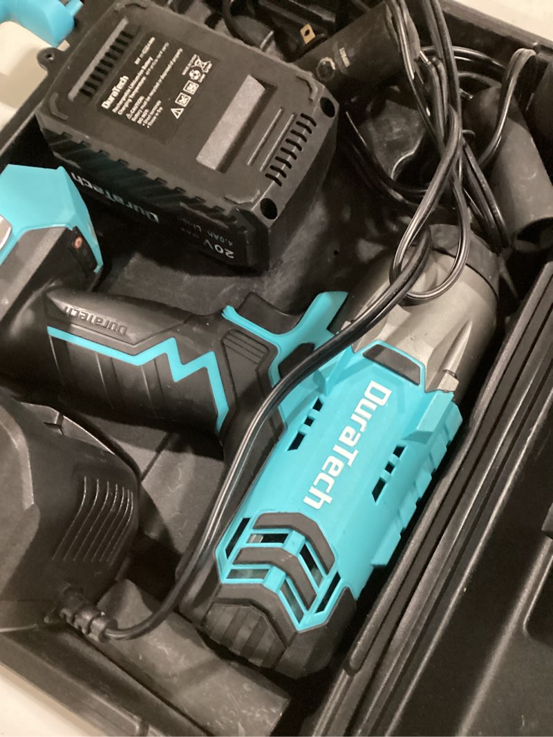 Condition photo showing As Is for duratech cordless impact wrench - gifts for dad, 20v impact gun, 1/2'' drive, 330 ft/lbs max torque, with 4 impact sockets, 4.0ah large capacity battery and fast charger included, great gifts