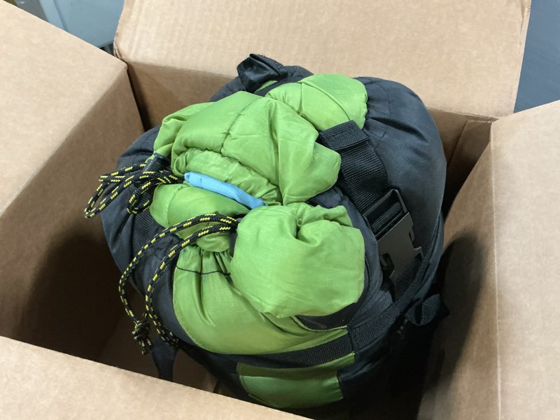 Condition photo showing Good Condition for Teton LEEF Lightweight Mummy Sleeping Bag for Camping, Hiking, Backpacking; Cold Weather Option, Compression Sack Included 0F Regular Moss/Sky