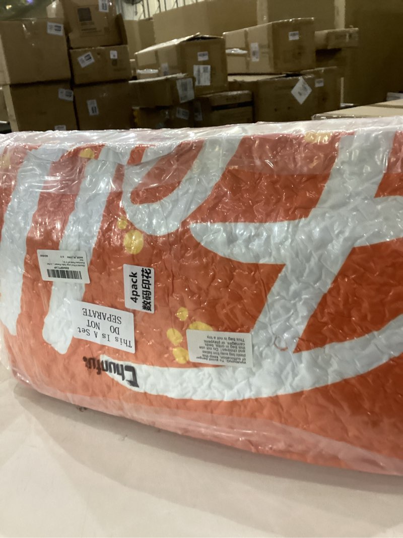 Condition photo showing New/Like New for Chunful 4 Pcs Thanksgiving Large Fall Rocking Chair Cushions, Maple Leaf Fall Chair Cushions Outdoor, Thanksgiving Buffalo Plaid Seat Cushion Waterproof for Patio Rocker Indoor Furniture(47" x 19") 47" X 19" Maple Leaf