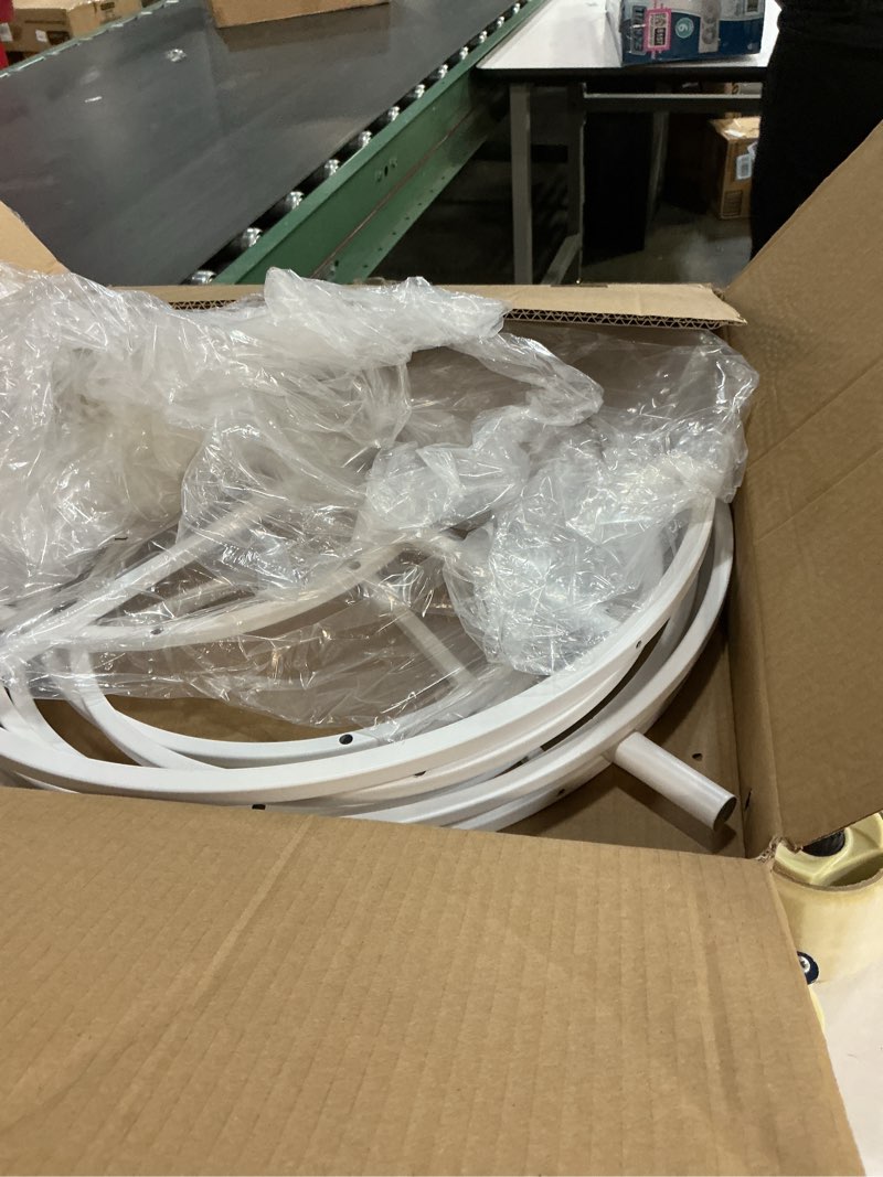 Condition photo showing Good Condition for Arch Backdrop Stand 5Ft Wedding Round Hoop Backdrop Stand, 4 Tier Floral Balloon Arch Stand for Wedding Centerpiece Baby Shower Birthday Ceremony Background Decoration (White, 2 Pcs) White 2 Pcs