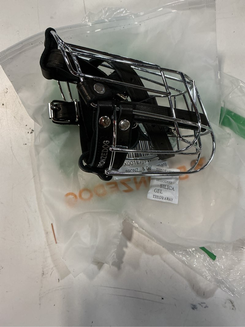 Condition photo showing Good Condition for bronzedog dog muzzle adjustable durable metal wire basket for large and extra large dogs with leather straps breathable, drinkable, training, prevents biting (stainless steel, husky & doberman) stainless steel husky & doberman