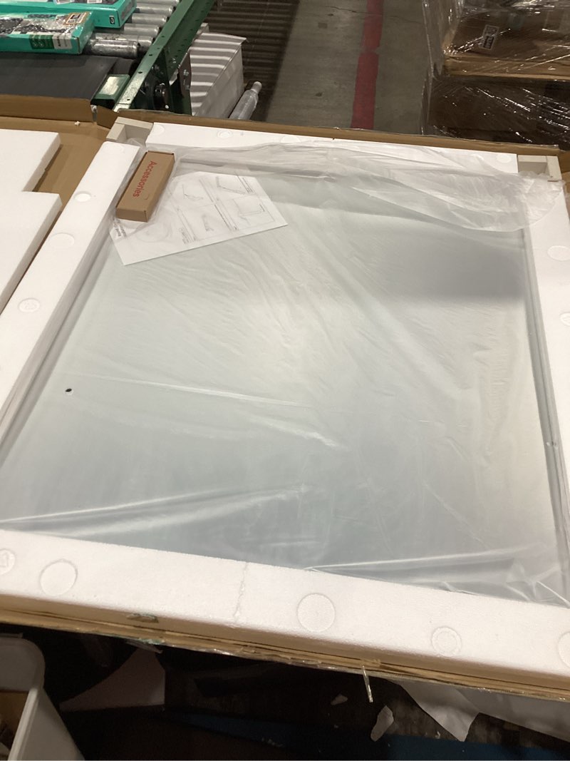 Condition photo showing Good Condition for amorho bathroom mirror, 36x32 inch white framed bathroom mirrors for over sink, wall-mounted mirrors for bedroom, living room, entryway(horizontal/vertical). white 36"l x 32"w