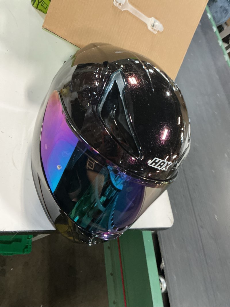 Condition photo showing Good Condition for  hax onix full face motorcycle helmets dot approved, pinlock ready & intercom slot , motorbike powersports street racing for men women?midnight purple, m)