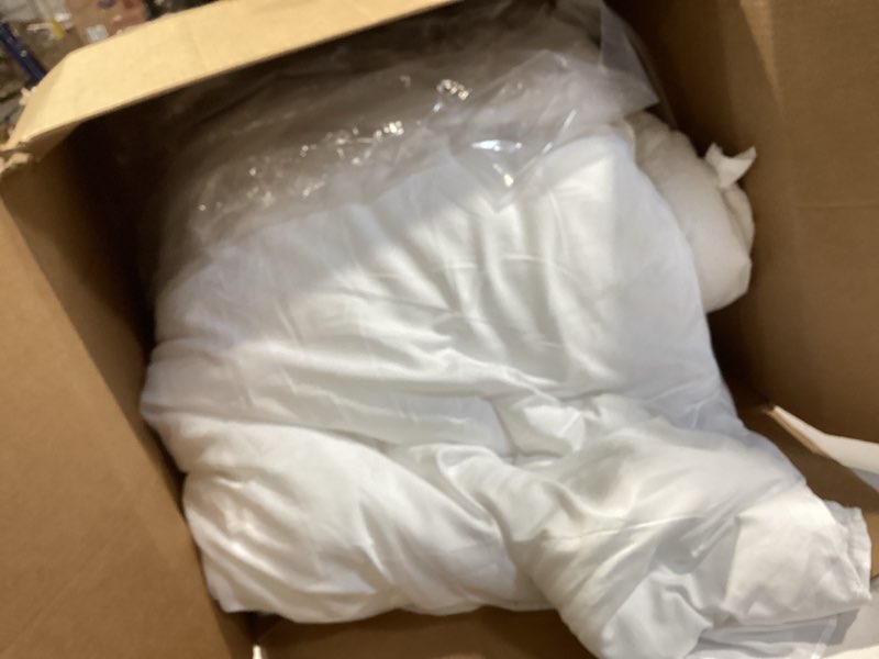 Condition photo showing Good Condition for similar to andency comforter full size set white, 3 pieces ruffle farmhouse shabby chic gift full comforter set, soft lightweight fluffy all season room decor bed set for girls women teens daughter white full(79\"x90\")