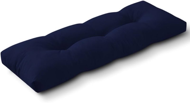 Wellsin Indoor/Outdoor Bench Cushion, Waterproof Patio Bench Seat Cushion with Non-Slip Bottom, Tuft