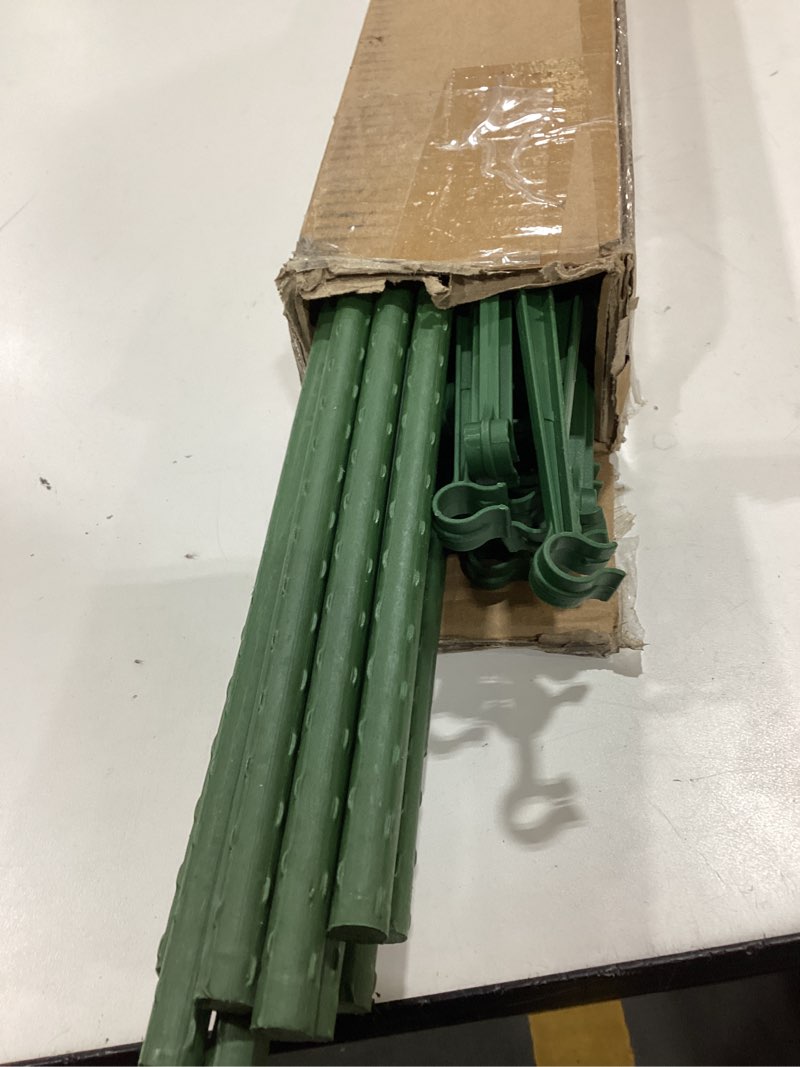 Condition photo showing Good Condition for 6 pack tomato cage for garden, 48 inches metal garden stakes, plant support cages trellis for garden and pots, tomato trellis for potted plants, trellis for climbing plants outdoor,green 48'' x 12''
