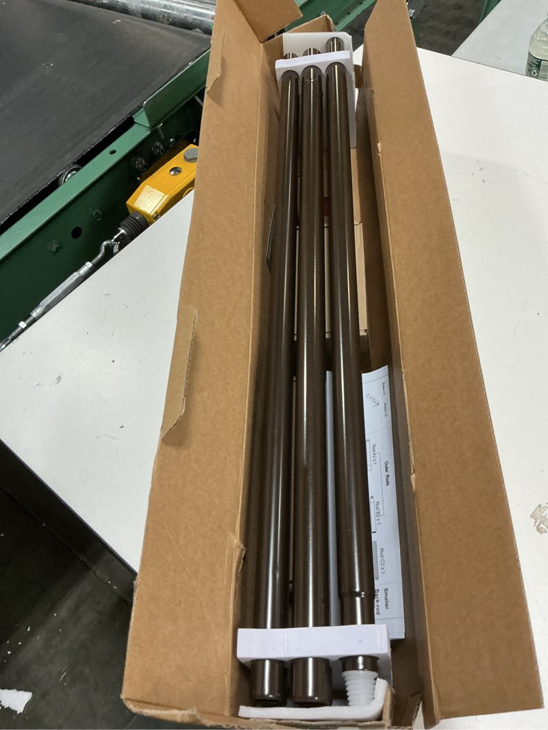 Condition photo showing Good Condition for kamanina double curtain rod 48 to 72 inches (4-6 feet) antique bronze curtain rods for windows, 7/8 inch telescoping heavy duty drapery rods with decorative twisted cage finials antique bronze 48-72"