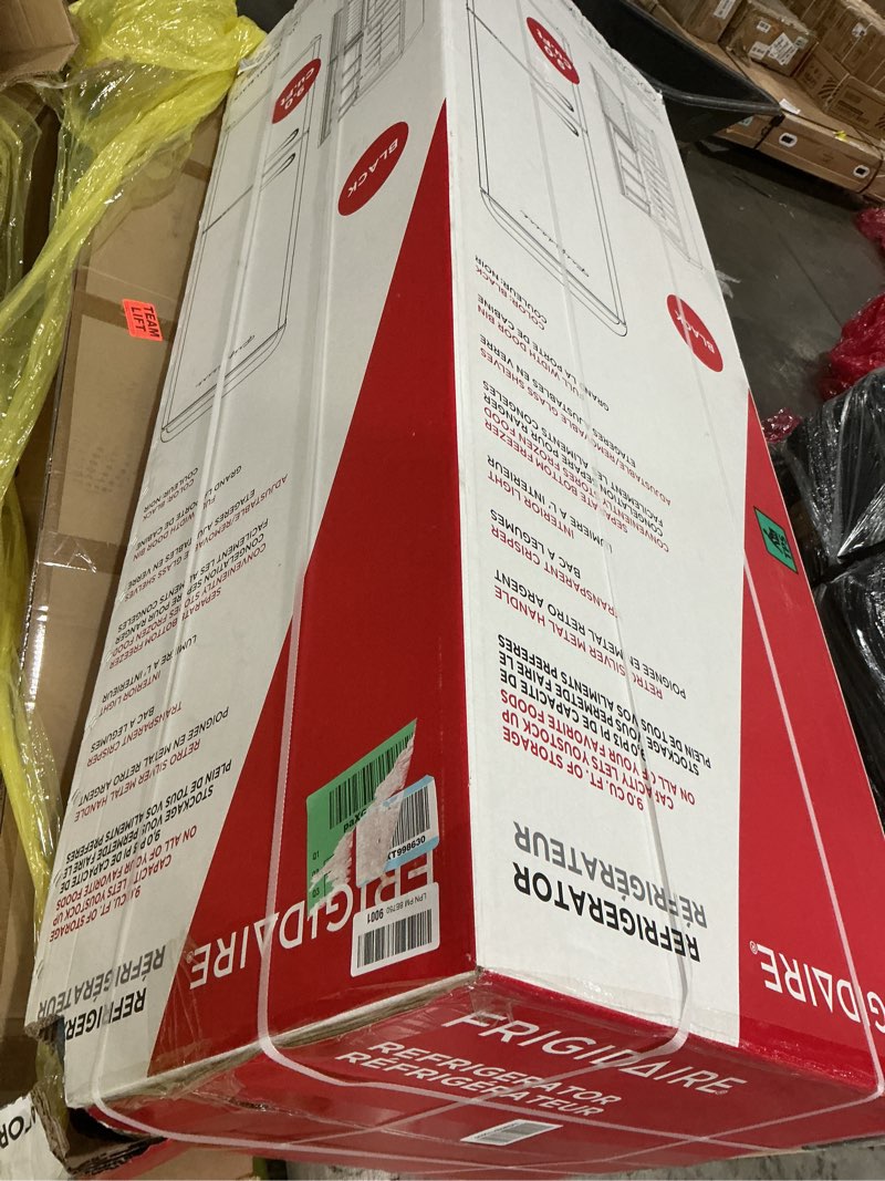 Condition photo showing New/Like New for Frigidaire RETRO 9.2 Cubic Foot Fridge with Bottom Mount Freezer, 9.2 cu. ft, BLACK Onyx