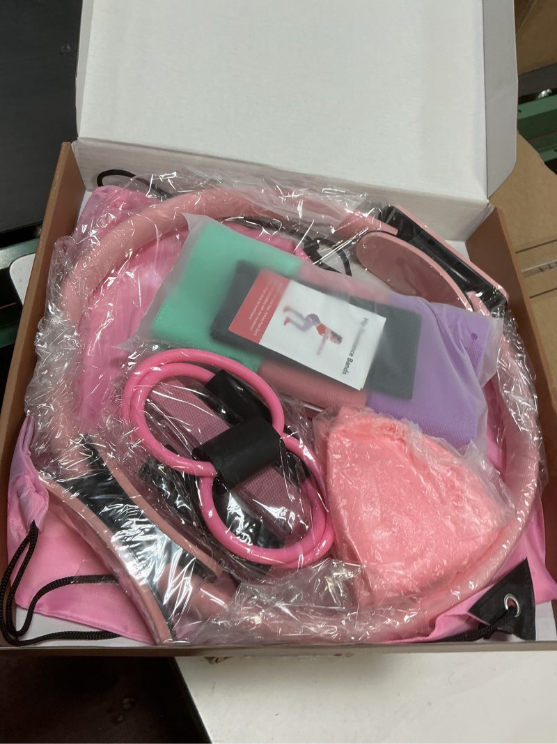 Condition photo showing New/Like New for Pilates Equipment 15" Pilates Ring Plus, Pilates Kit for Home Workouts, Pilates Essentials Kit for Women with Pilates Ring and Ball Set, Booty Bands, Figure 8 Resistance Band, Yoga Band Pink