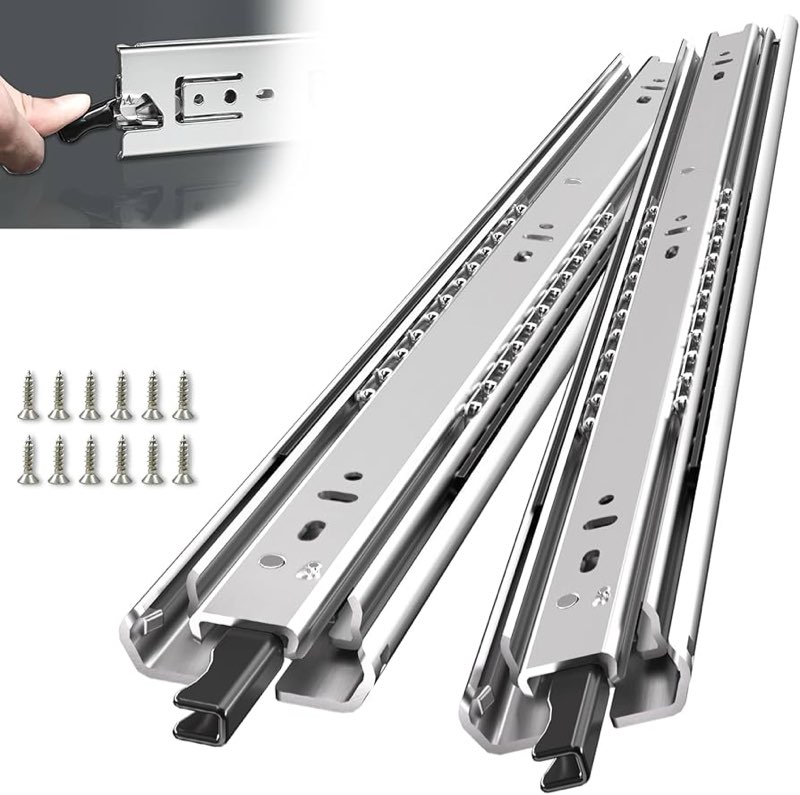 SLIDEWAY 500Lbs Heavy Duty Upgraded Locking Drawer Slides 1 Pair 16 18 20 22 26 30 40 Inch Full Exte