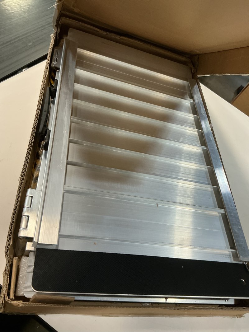 Condition photo showing Good Condition for FACHNUO 2 Feet Portable Wheelchair Ramp, Non-Skid Aluminum Handicap Ramps with Handle, Folding Threshold Wheel Chair Ramp for Home Steps, Stairs, Entry, Threshold, Doorways, Scooter, 800LBS Capacity Aluminum 2FT(Using height 2-6'')