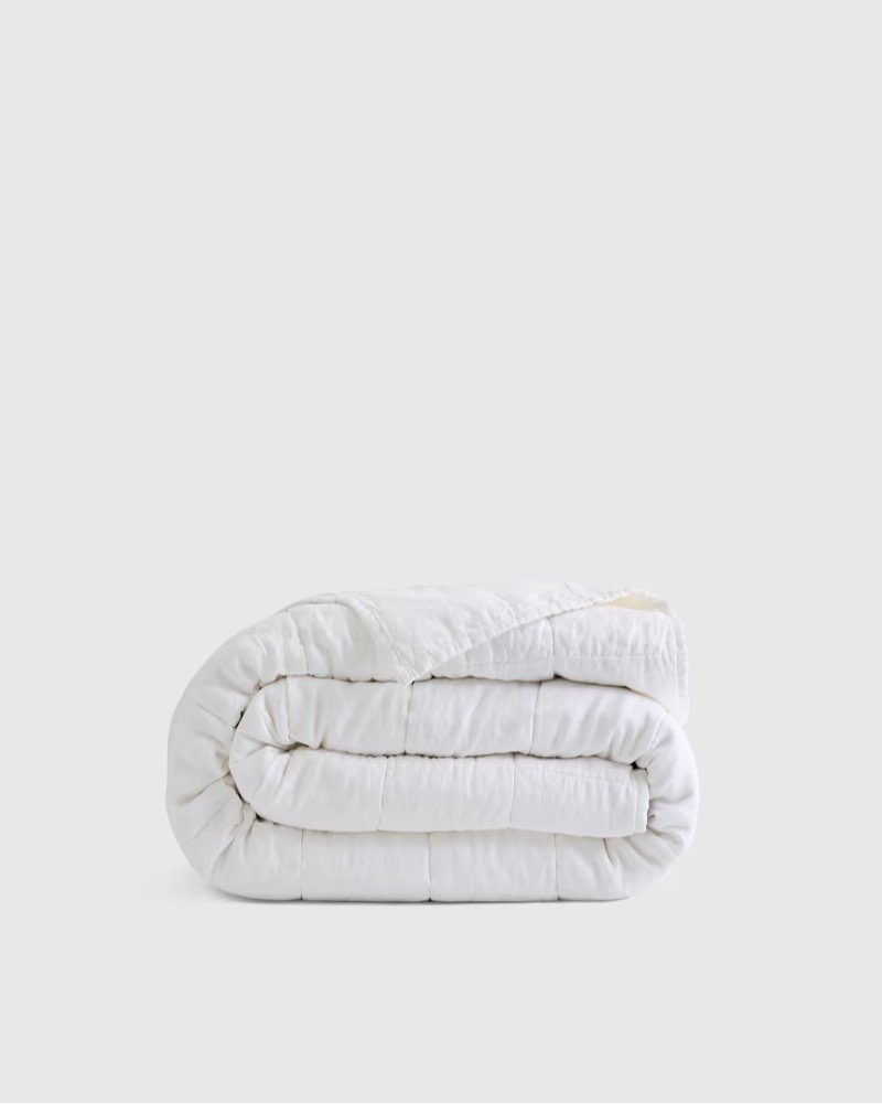lightweight european linen box quilt king (white ) 