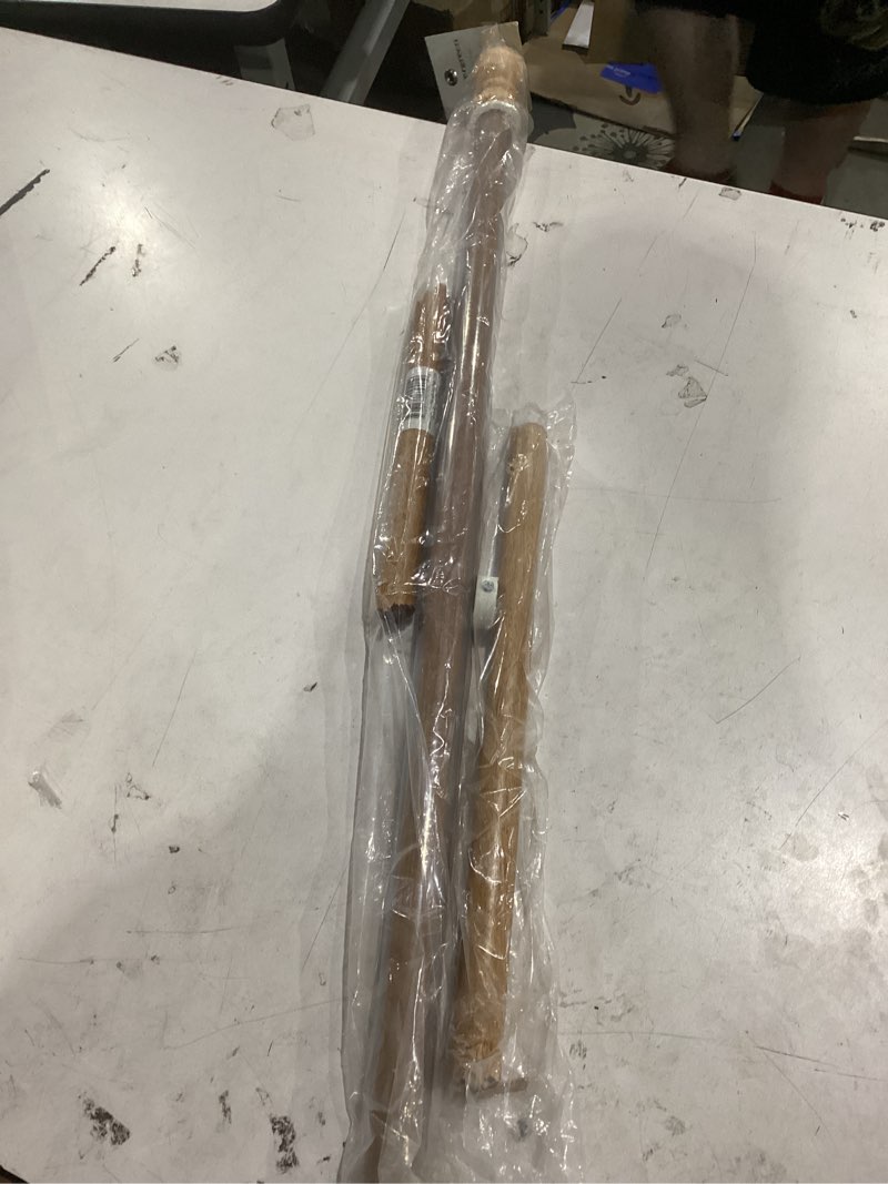 Condition photo showing As Is for (product is damaged)evergreen 56\" solid wood flag pole with holder, anti-wrap tube for 3'x5' flags, wall mounted, residential/commercial