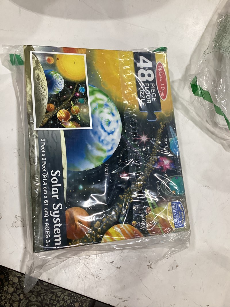Condition photo showing Good Condition for melissa & doug solar system floor puzzle, 48 pc jumbo jigsaw puzzle, educational screen free activity for toddler, preschoolers and kids ages 3+ (2 x 3 feet) - fsc certified