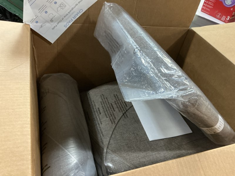 Condition photo showing New/Like New for Chair Cushions for Dining Chairs Set of 6, Non Slip Kitchen Chair Pads, 17" x 16" x 2", Indoor Dining Chair Cushions with Ties, D-Shaped Seat Cushions for Kitchen Chairs, Light Brown Light Brown 6 Pack