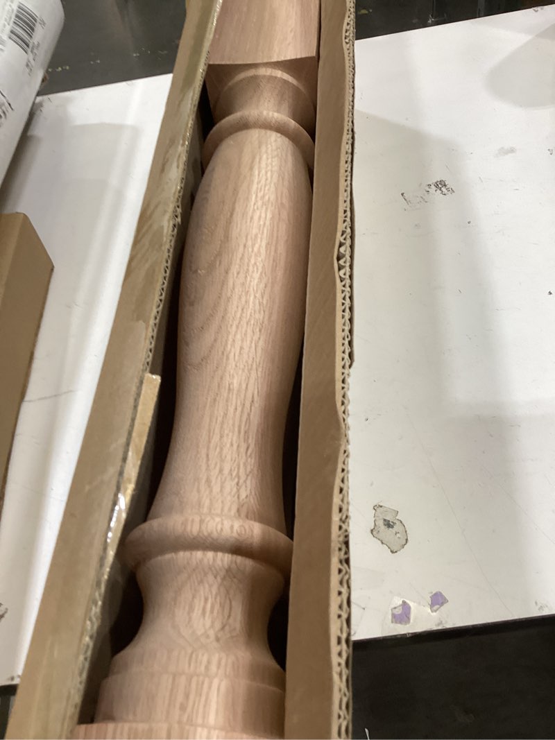 Condition photo showing As Is for wooden table legs 2pack, 35.4" unfinished heavy duty red oak replacement legs for dining and kitchen table, diy farmhouse table legs for coffee table & desk