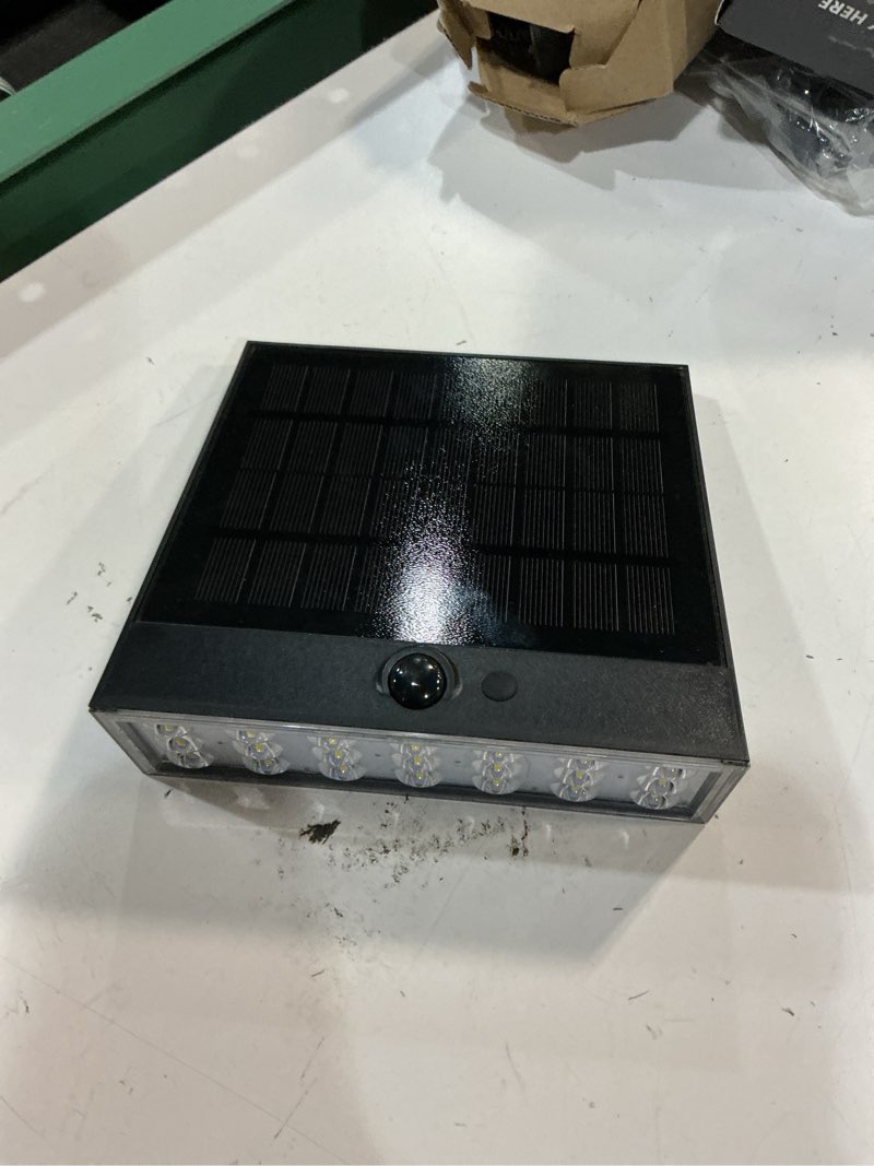 Condition photo showing Good Condition for sottlot solar outdoor lights, 1000lm ip65 waterproof solar flood lights with 4 modes, 4000k motion sensor solars wall light for house number, porch, frontdoor, backyard