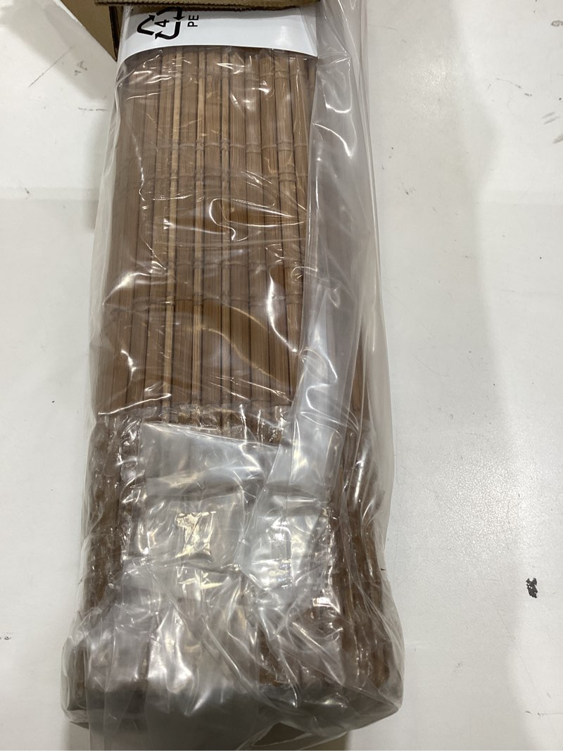 Condition photo showing As Is for lazblinds no tools no drill cordless bamboo roman shades, light filtering window treatment, roll up bamboo blinds for window 20'' w x 64'' h, tuscan b tuscan b 20'' w x 64'' h