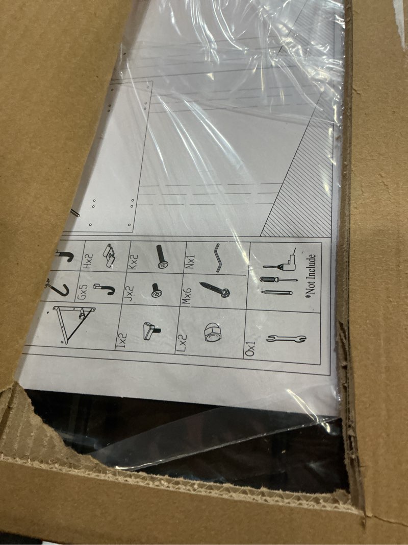 Condition photo showing New/Like New for PLKOW Garage Wall Shelving Includes Bike Hooks, Sturdy Adjustable Garage Shelving Wall Mount Garage/Organizer (Black, 2-Pack)