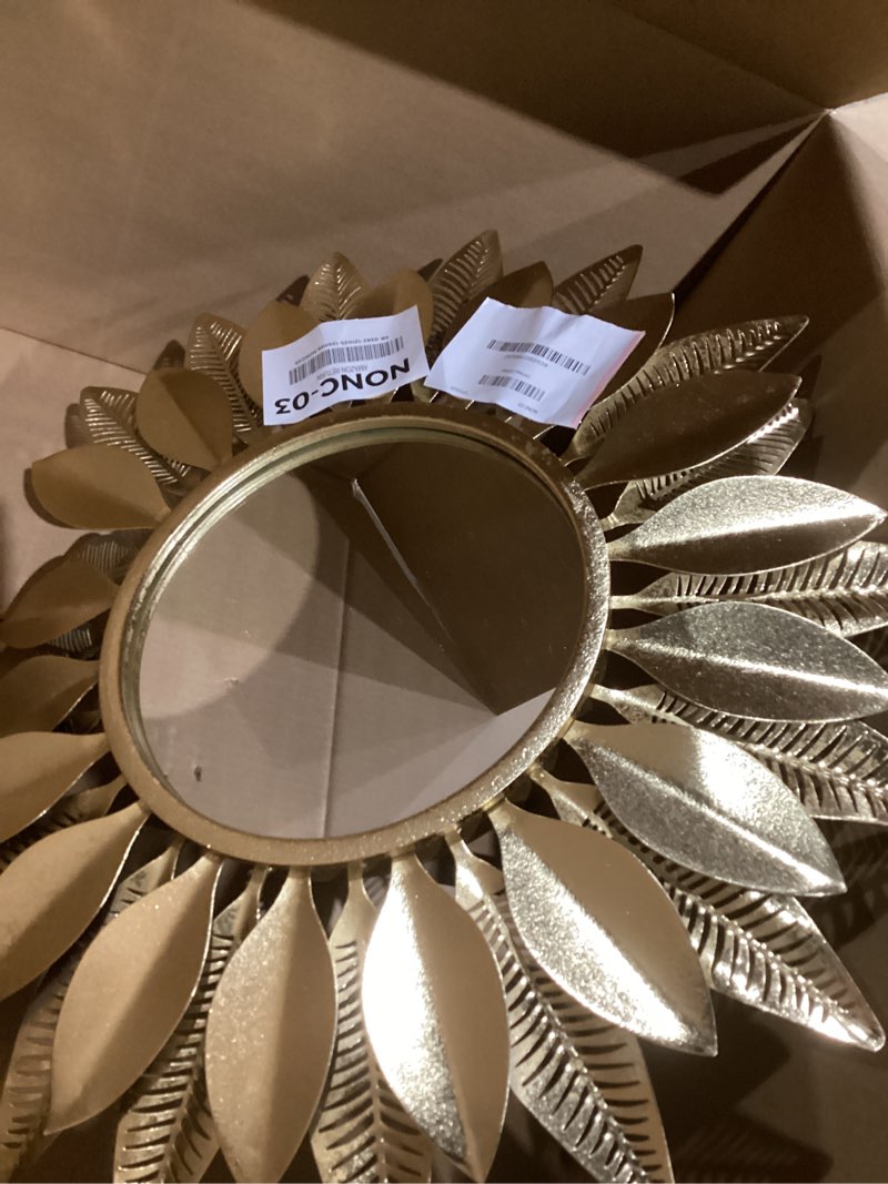Condition photo showing As Is for Wall Mirrors Decorative 30" Country-Style Gold Round Mirrors for Wall Decor ?Sunflower Wall Hanging Mirror Gold 29.5”*29.5“
