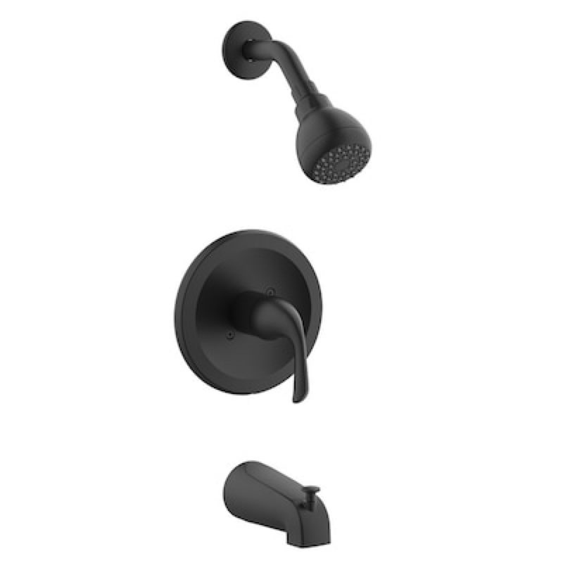 project source dover matte black 1-handle single function 2.756-in round bathtub and shower