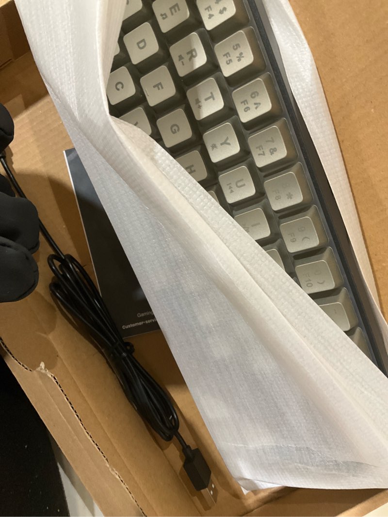 Condition photo showing Good Condition for 65% Gaming Keyboard, Wired Backlit Mini Keyboard, Ultra-Compact Anti-Ghosting No-Conflict 68 Keys Membrane Gaming Wired Keyboard for PC Laptop Windows Gamer Grey-Black