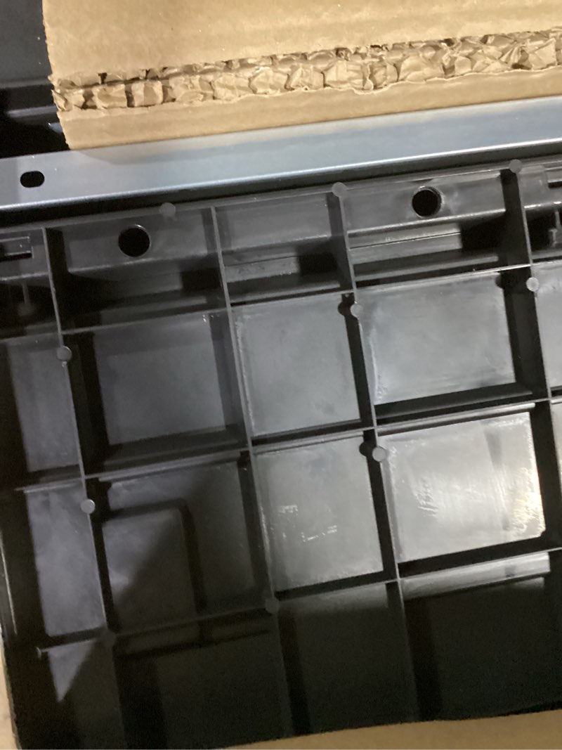 Condition photo showing Good Condition for keter denali 200 gallon resin large deck box with double wall 20mm panels - paintable and drillable-organization and storage for patio furniture and outdoor items, grey & black 200 gallons solid