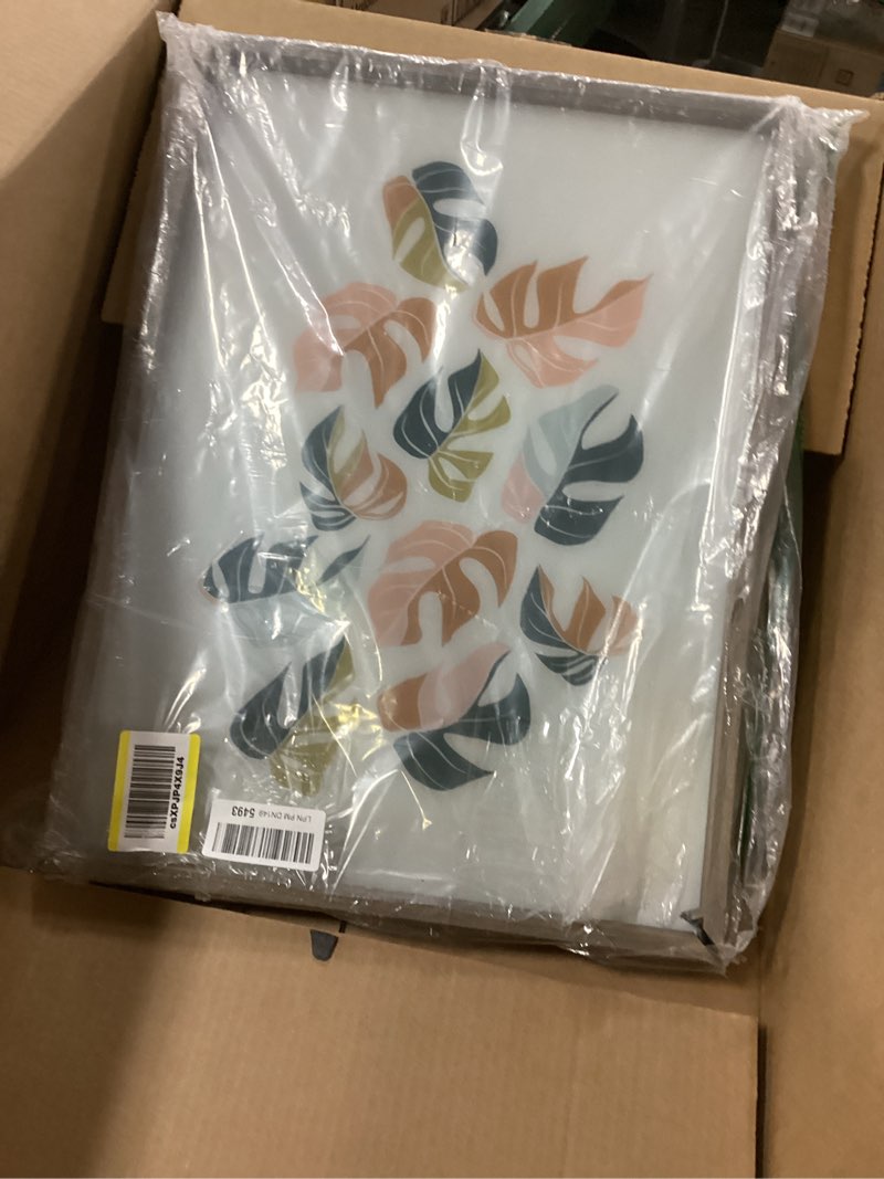 Kate and Laurel Blake Tropical Leaves 02 Framed Printed Glass Wall Art by Alicia Schultz; 18 x 24 Gr