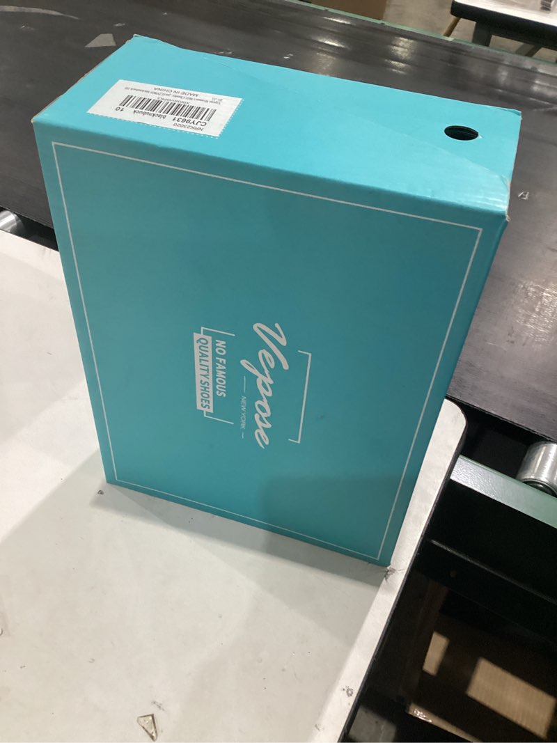 Condition photo showing New/Like New for Vepose Women's 9631 Ankle Booties Pointed Toe, Block Chunky Heel Boots with Side Zipper 9.5 Chunky Chelsea-9631-black Nubuck