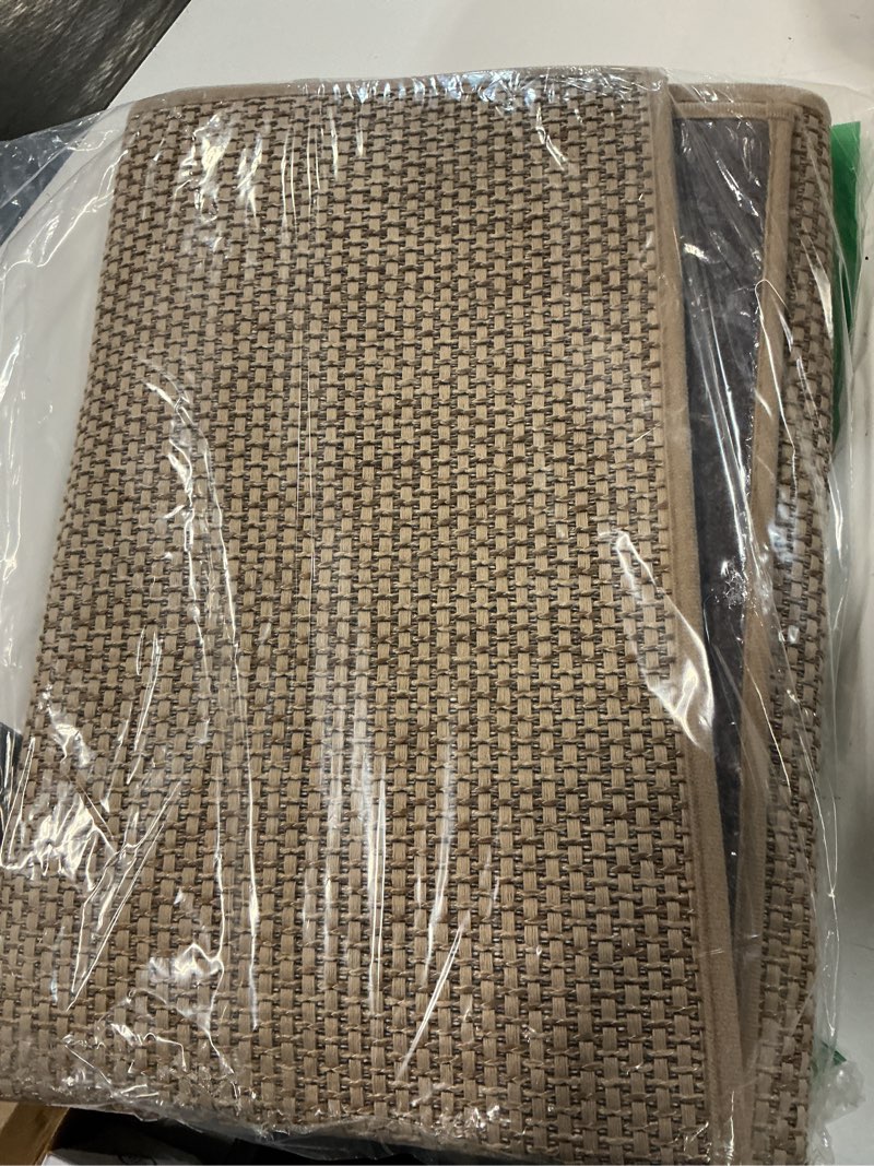 Condition photo showing New/Like New for deerly comfortable stair landing carpet non slip breathable linen rug for wooden steps peel and stick landing mat covers indoor absorbent with self-adhesive backing 30"x30" beige adhesive backing-beige 30"x30"