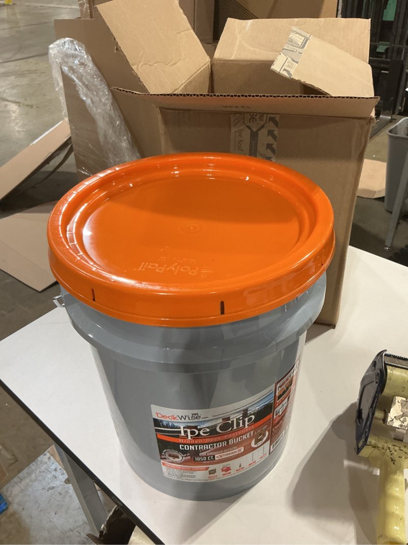 Condition photo showing New/Like New for (brown) ipe clip extreme s hidden deck fasteners, 5/32" gap, stainless steel black #8x2 trim-head screws for 600 sq.ft. of ad and kd hardwood, thermal or composite decks (1050 bucket)