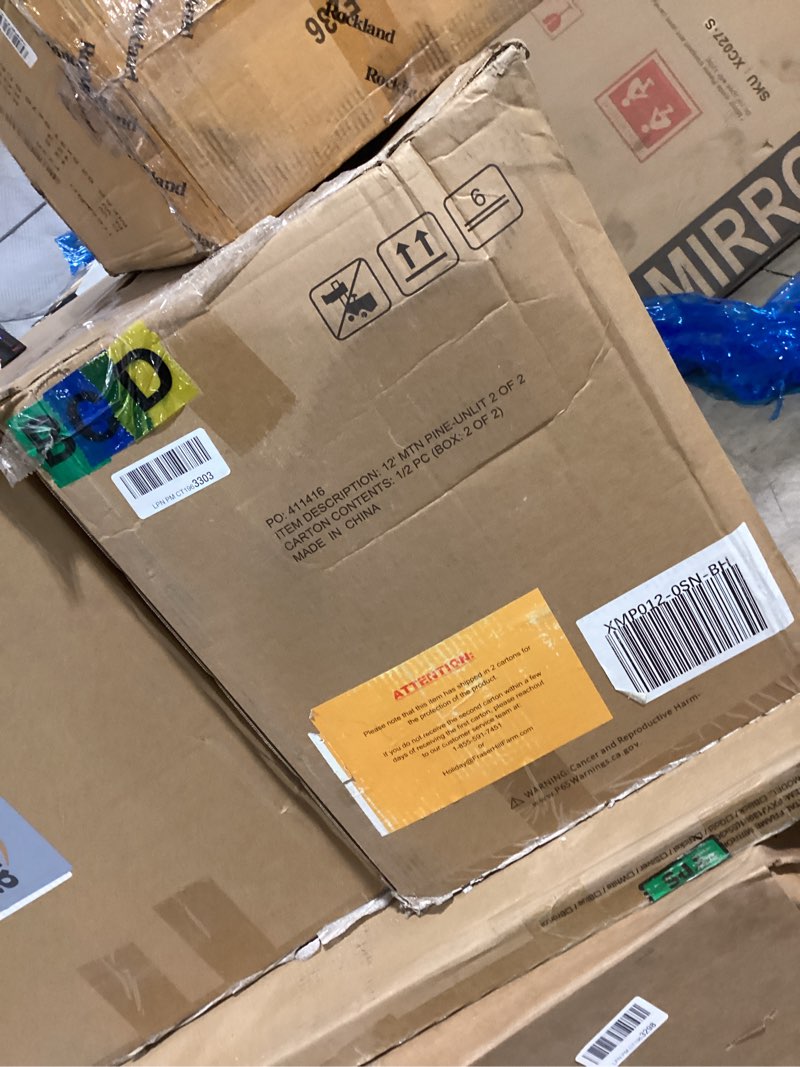 Fraser Hill Farm 12-Ft Mountain Pine Flocked Artificial Christmas Tree with Stand & No Lights, Unlit