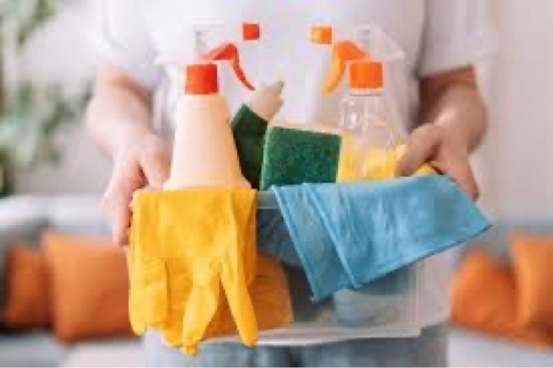 Mixture of loose cleaning supplies 