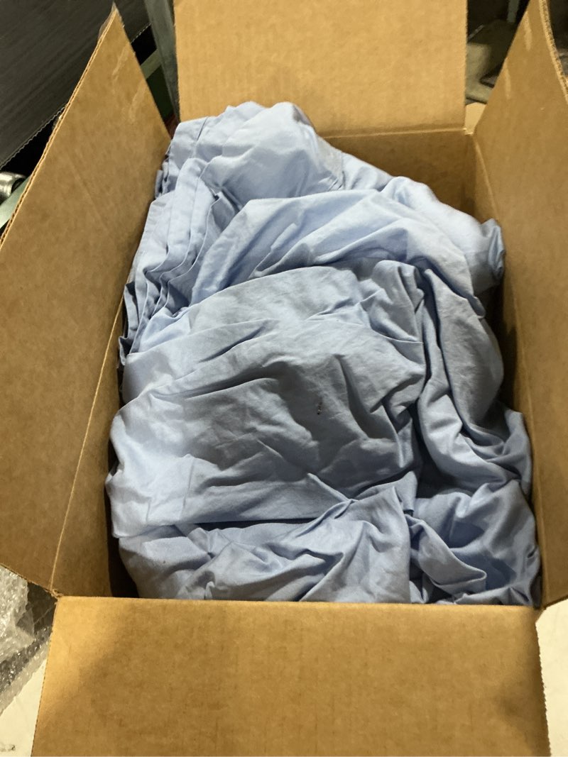 Condition photo showing As Is for better homes & gardens cool & crisp 4-piece 300 thread count blue river cotton percale sheet set, queen