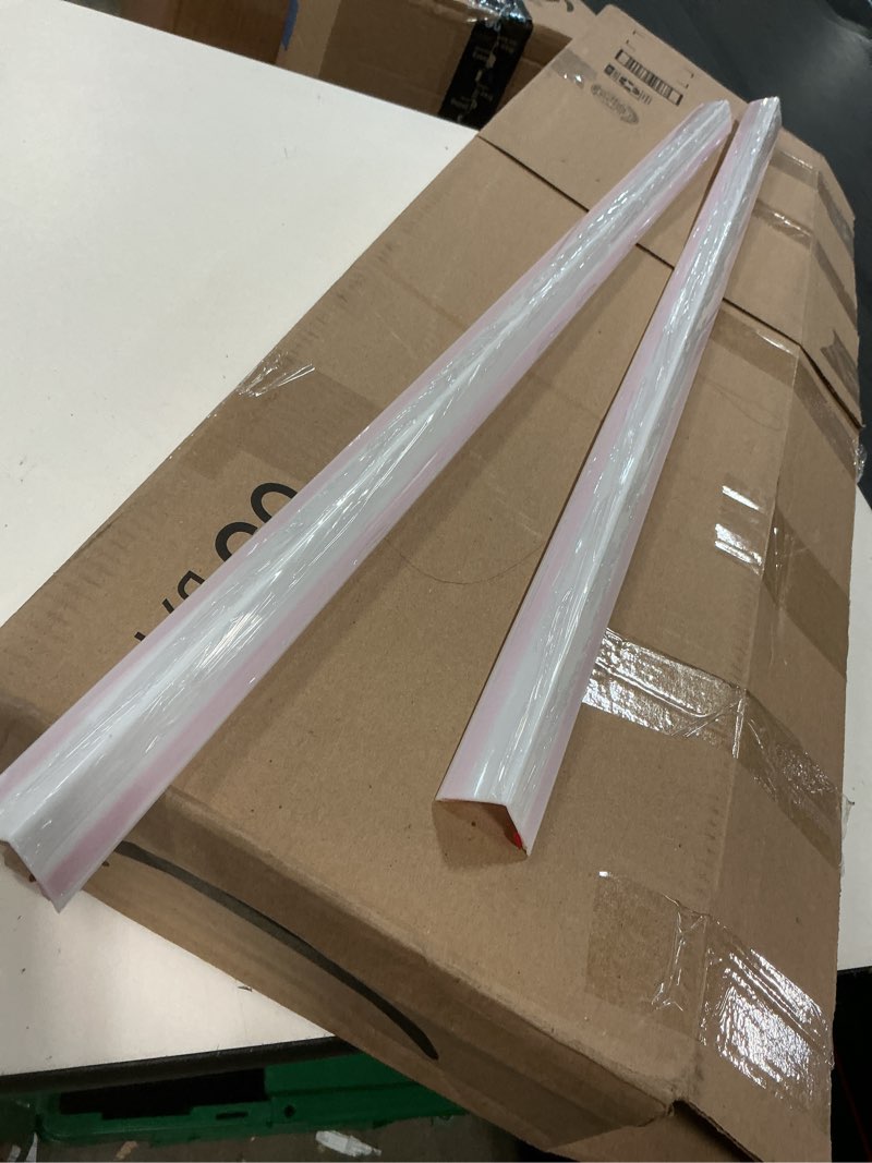 Condition photo showing As Is for generic aluminum alloy corner guard, corner protection strip, living room corner protection decorative tile edge closing strip(white,2x200cm/0.8x79in)