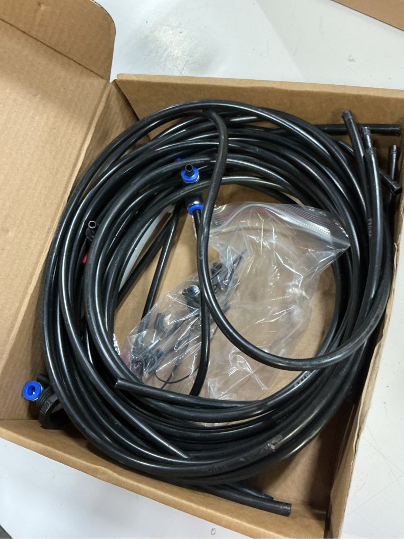 Condition photo showing Good Condition for 50ft drip irrigation system for starter: small garden quick connect 1/4" pe water tubing automatic 11pcs sprinkler kit adjustable misting part watering hose outdoor raised bed plants flower greenhouse 50.8ft