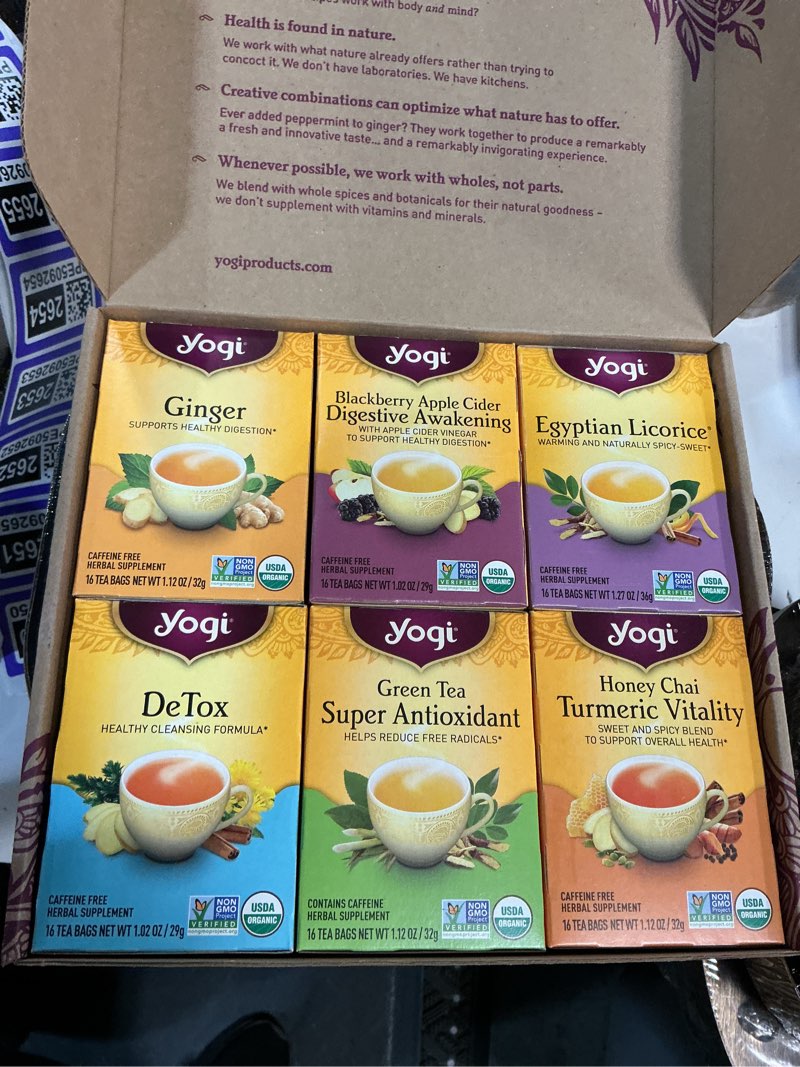Condition photo showing New/Like New for (best buy date varies) yogi tea - digestion and detox tea variety pack sampler -  96 ct , 6 pack
