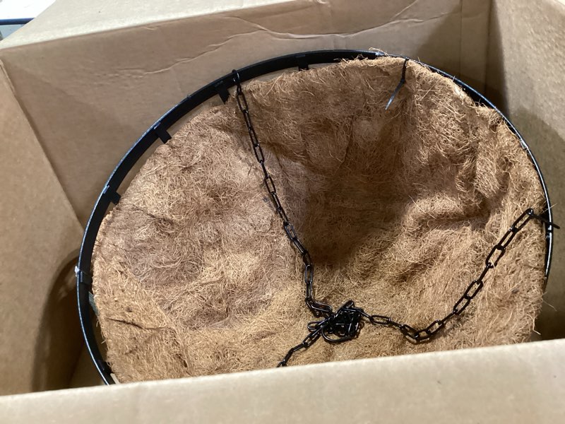 Condition photo showing Good Condition for arcadia garden products coconut 1593 solstice round hanging basket planter, 20-inch, black