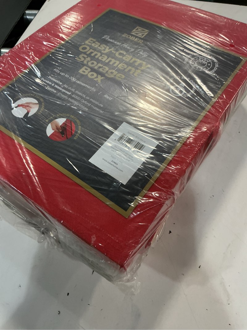 Condition photo showing New/Like New for zober christmas ornament storage box - stores 200 3" ornaments with individual trays - tear proof 600d oxford fabric - ornament organizer storage box (red, 200-3" ornaments) 200 - 3" ornaments red